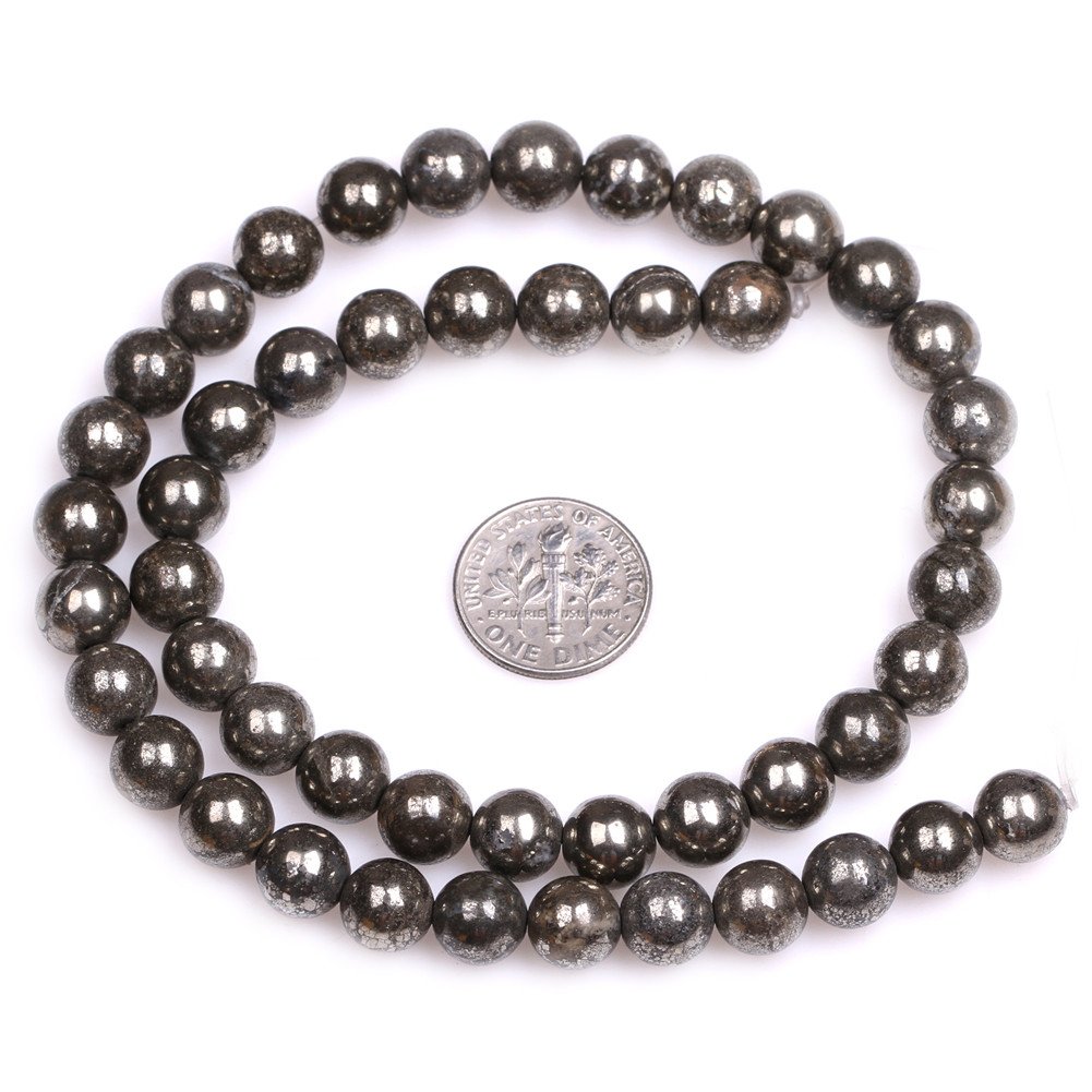Perles Rondes En Pyrite Naturelle - 8mm - Lot De 035 - Pierre De Lithothérapie