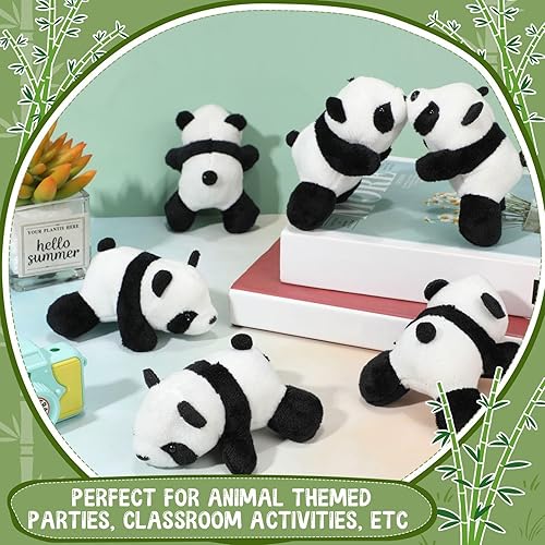 Miniatura 5 de Sotiff 80 piezas de peluche de oso panda de 4 pulgadas, mini animales de peluche pequeños y suaves, regalos de fiesta de safari en la selva, premios