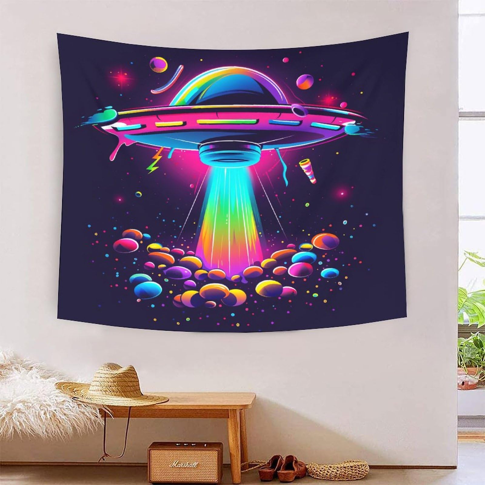 GXYUAOIEF 3D UFO Print Wall Blanket Home Decoration Bedding Poster Wall Art Tapestry Tapestries Wall Hanging Soft Polyester for Bedroom Living Room Dorm Decor 70cmx100cm