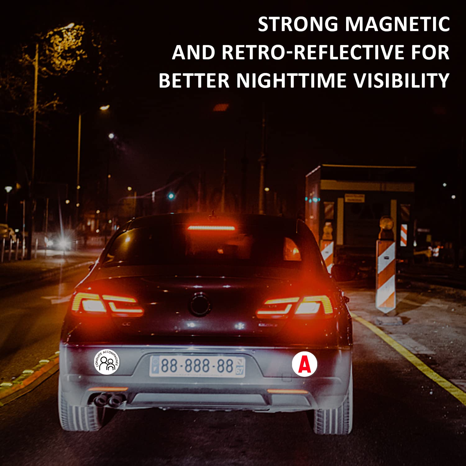 BEIIEB 4 pièces d'autocollants magnétiques pour Voiture,Conduite accompagnée magnetique