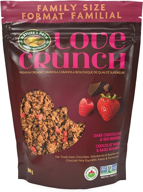 Love Crunch Organic Dark Chocolate & Red Berries Granola, 700 g (Pack of 6), Non-GMO, Fair Trade, by Nature's Path