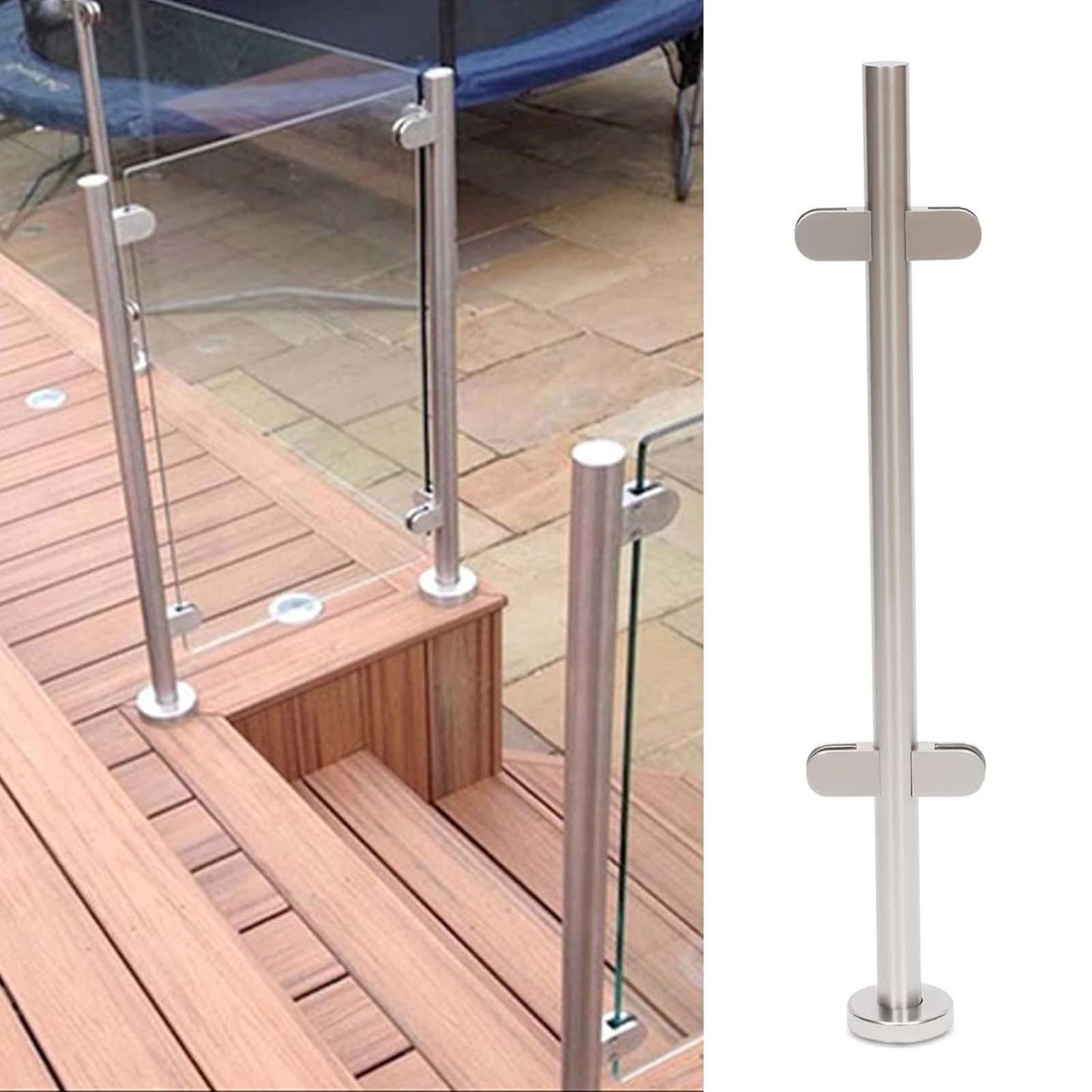 Balustres de main courante d'escalier Mid Post 140cm en métal argenté