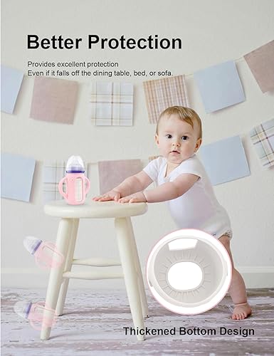 Miniatura 5 de ZCH Paquete de 4 fundas de silicona con asas para botellas de vidrio Lansinoh, sin BPA, resistentes a las caídas, con asas, compatibles con