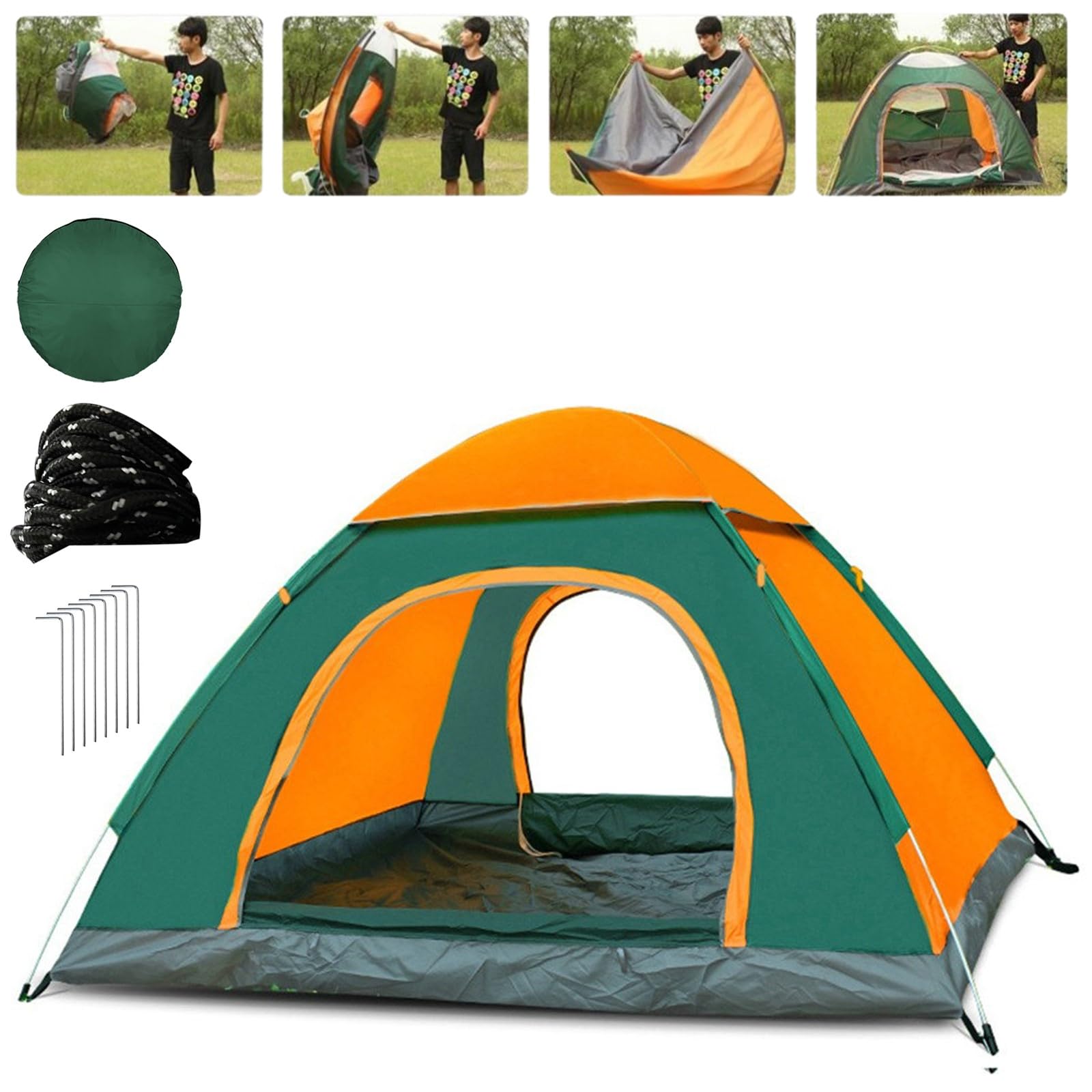 Automatic Instant Pop Up Tent, 3-4 Person Lightweight Tent, Sun Shelters Tents, Waterproof Windproof, UV Protection, Perfect for Beach, Outdoor, Traveling, Hiking, Camping, Hunting, Fishing