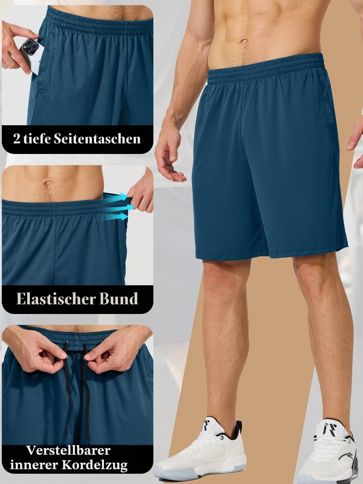 ZENGVEE 5er Pack Sporthose Herren Kurz Sport Shorts Hosen Kurze Männer