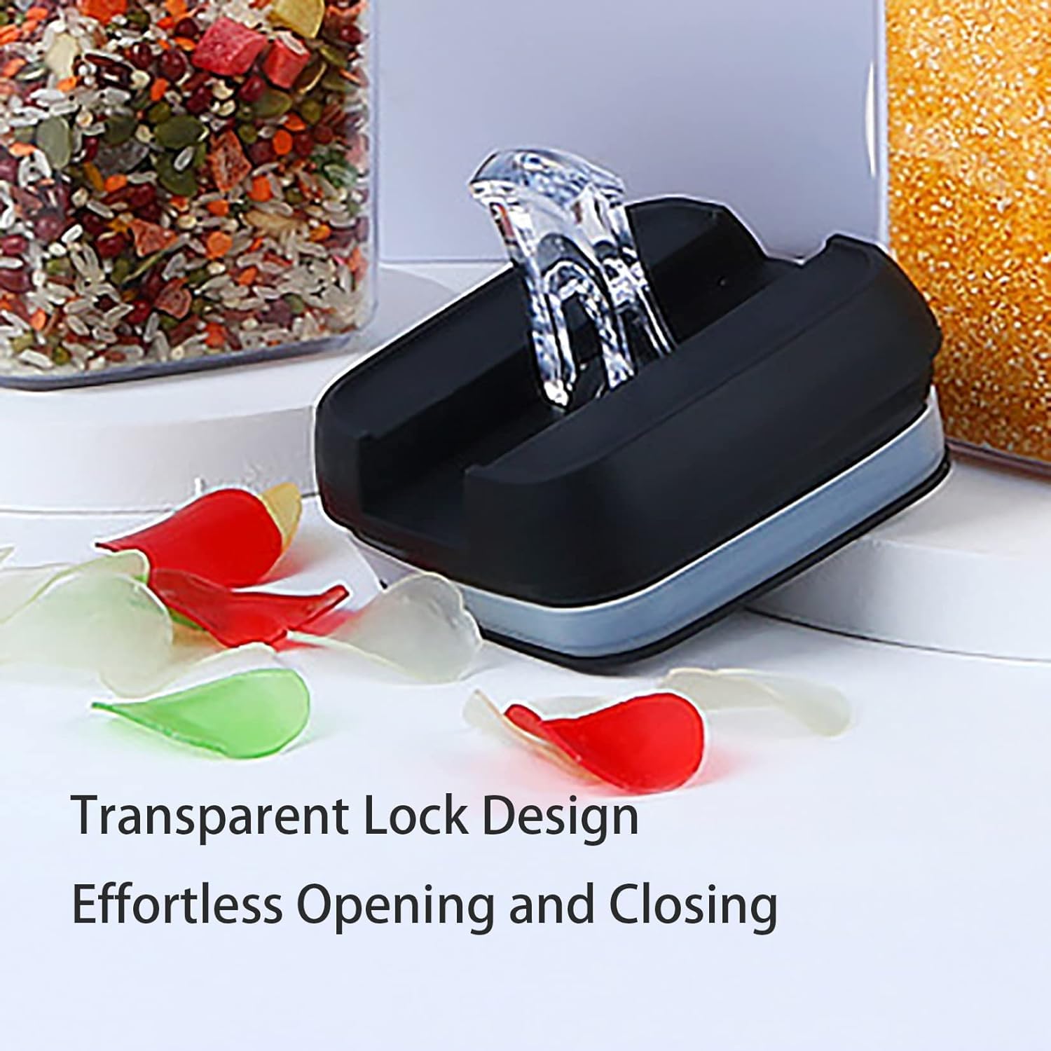 Set di contenitori per Alimenti da 1,2 Litri, contenitori Organizer per Frigorifero, Trasparenti, in Bianco e Nero, a Prova di perdite, ermetici, da Cucina, con Chiusura Facile, in Materiale