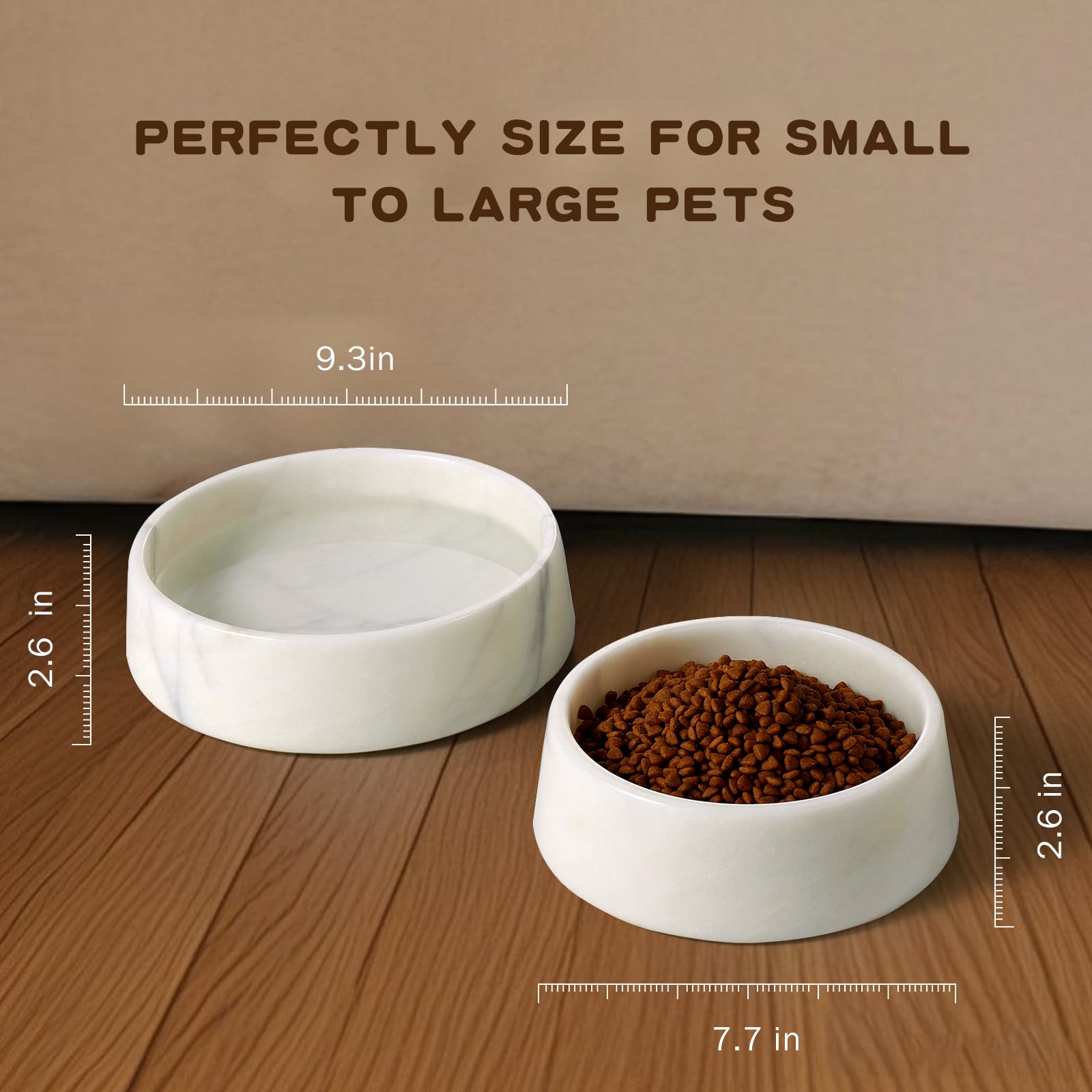 SAMAH Cuenco de mármol para perros, cuenco antideslizante para agua, plato grande de piedra con peso, cuenco de mármol natural resistente para gatos y perros grandes, regalos para mascotas, capacidad