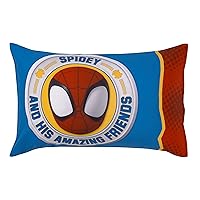 Vista 4 de NoJo Marvel Spidey and His Amazing Friends - Juego de ropa de cama infantil de 4 piezas, color azul, rojo, amarillo y verde, juego de cama