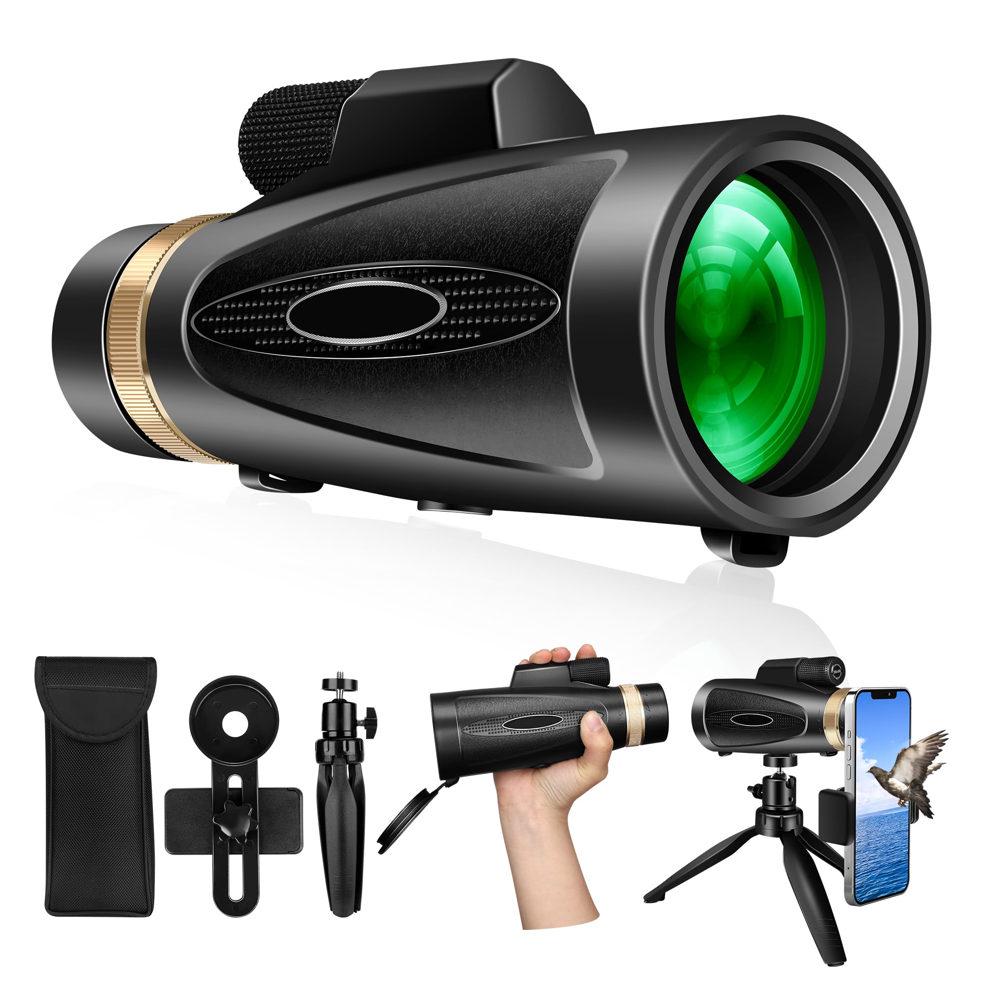 Telescope Monoculaire 30X60 Télescope Monoculaires Longue vue tir sportif Puissante Telescope Monocular avec Trepied Compact Professionnel Zoom Optique pour Smartphone Adultes Observation des oiseaux