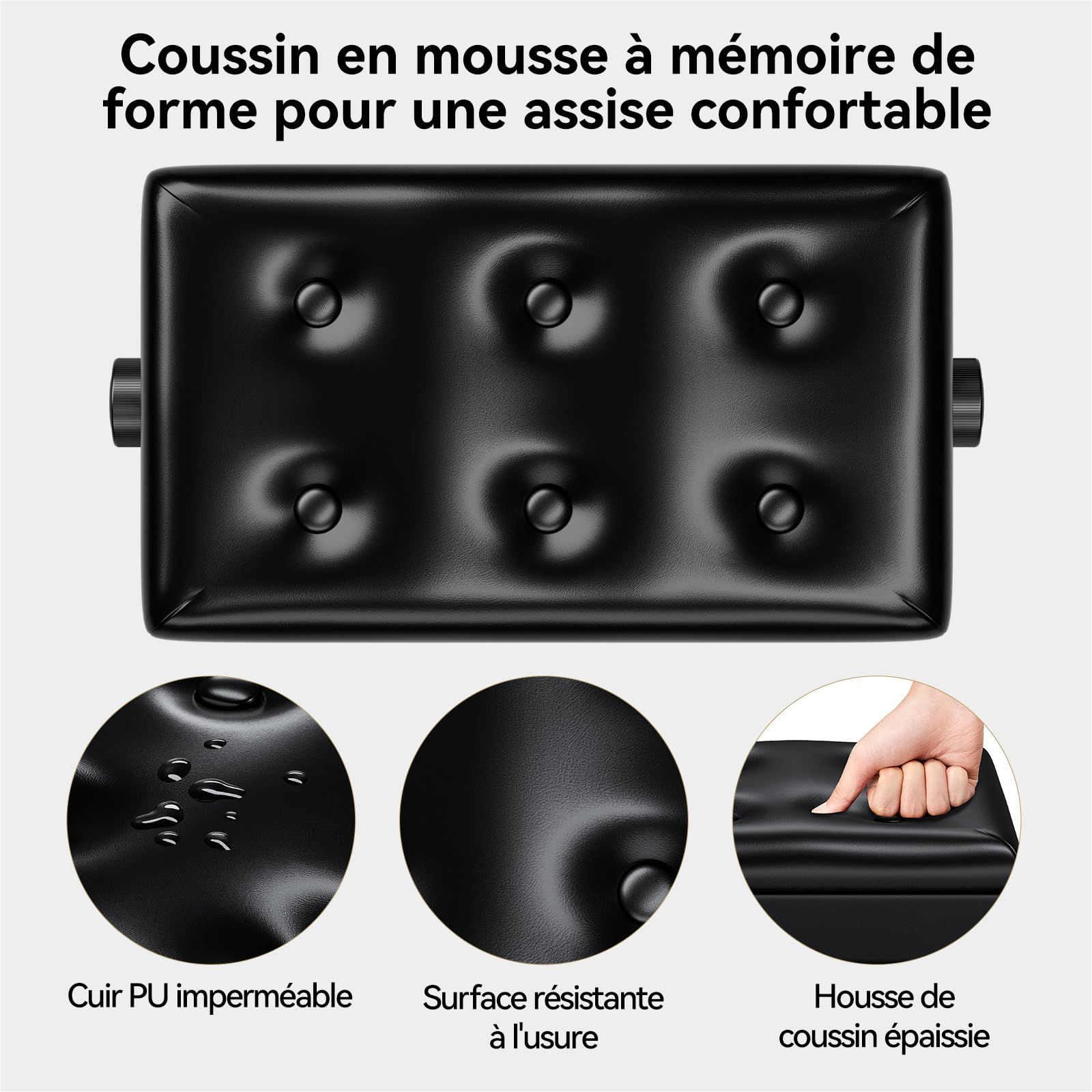 Rhymo Tabouret Piano avec Hauteur réglable et Rangement intégré, Banc de Piano avec Mousse à mémoire de Forme, revêtement en Bois de chêne et Cuir PU, capacité de Charge 420 IB