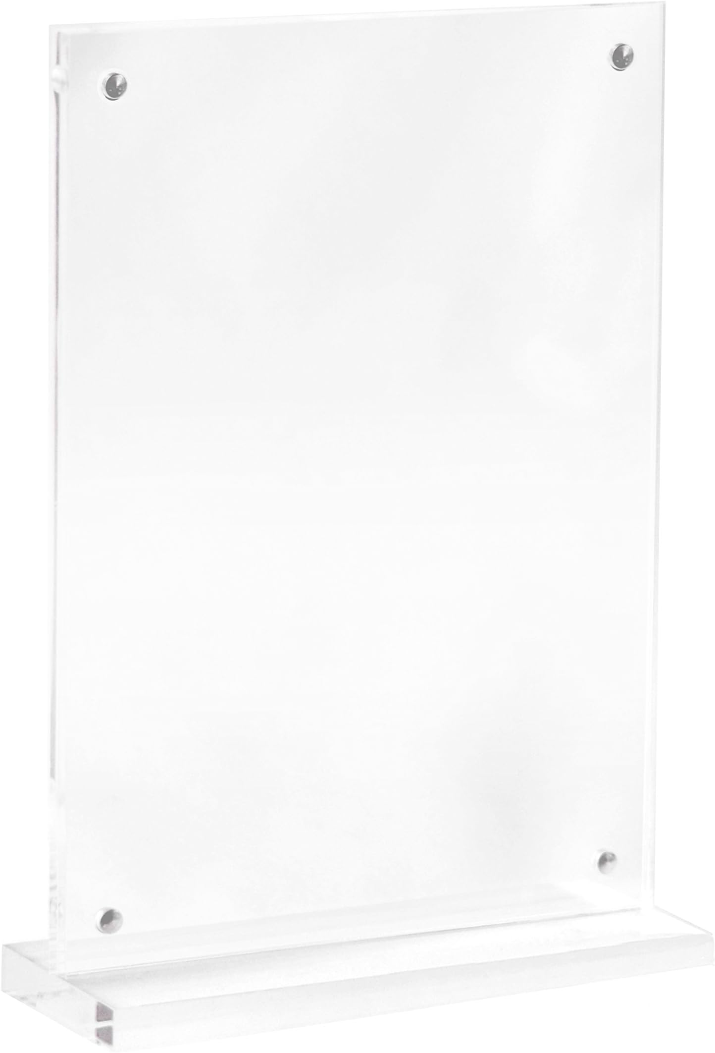 4x6 Magnetic Portrait T Shaped Acrylic Double Sided Desktop Photo Frame/Menu Holder/Sign Display