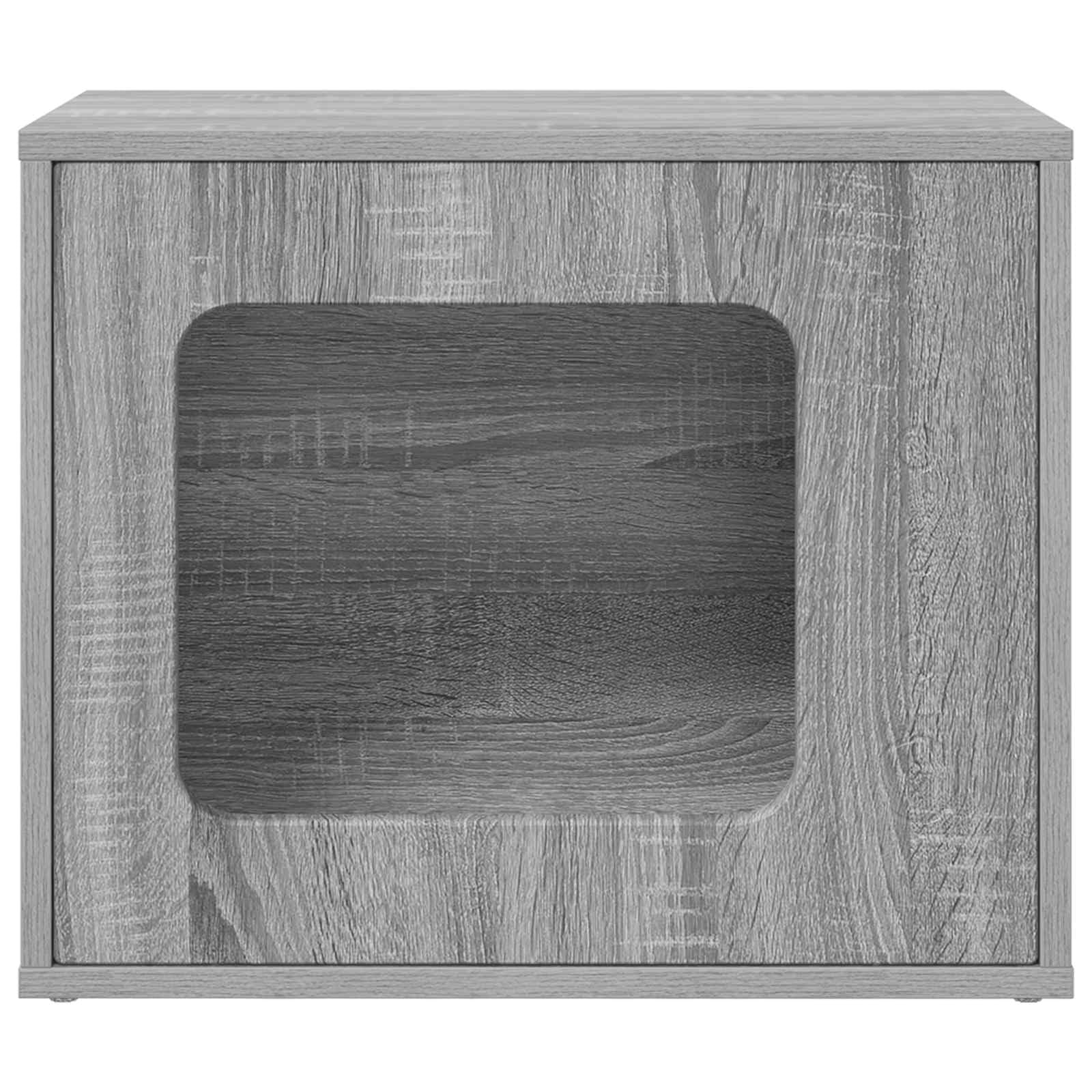 Katzenhaus Katzenhöhle Katzenmöbel für drinnen, stabile Katzenbox Indoor aus Holzwerkstoff, modernes Haustierhaus fürs Wohnzimmer, Sonoma-Grau, 51 x 30 x 42,5 cm