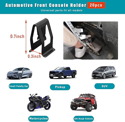 Miniatura 8 de Augeny 30 clips de ajuste para salpicadero, retenedor de metal para consola delantera de automóvil, clip universal para tablero de instrumentos