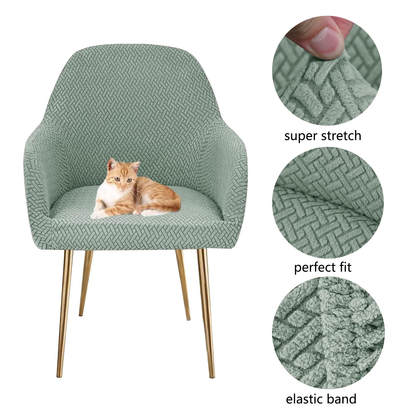 Juego de 1 2 4 6 fundas para sillas de respaldo curvo para comedor, a prueba de arañazos, funda de silla decorativa con brazos, para el hogar, hotel, banquete (verde, 6 piezas)