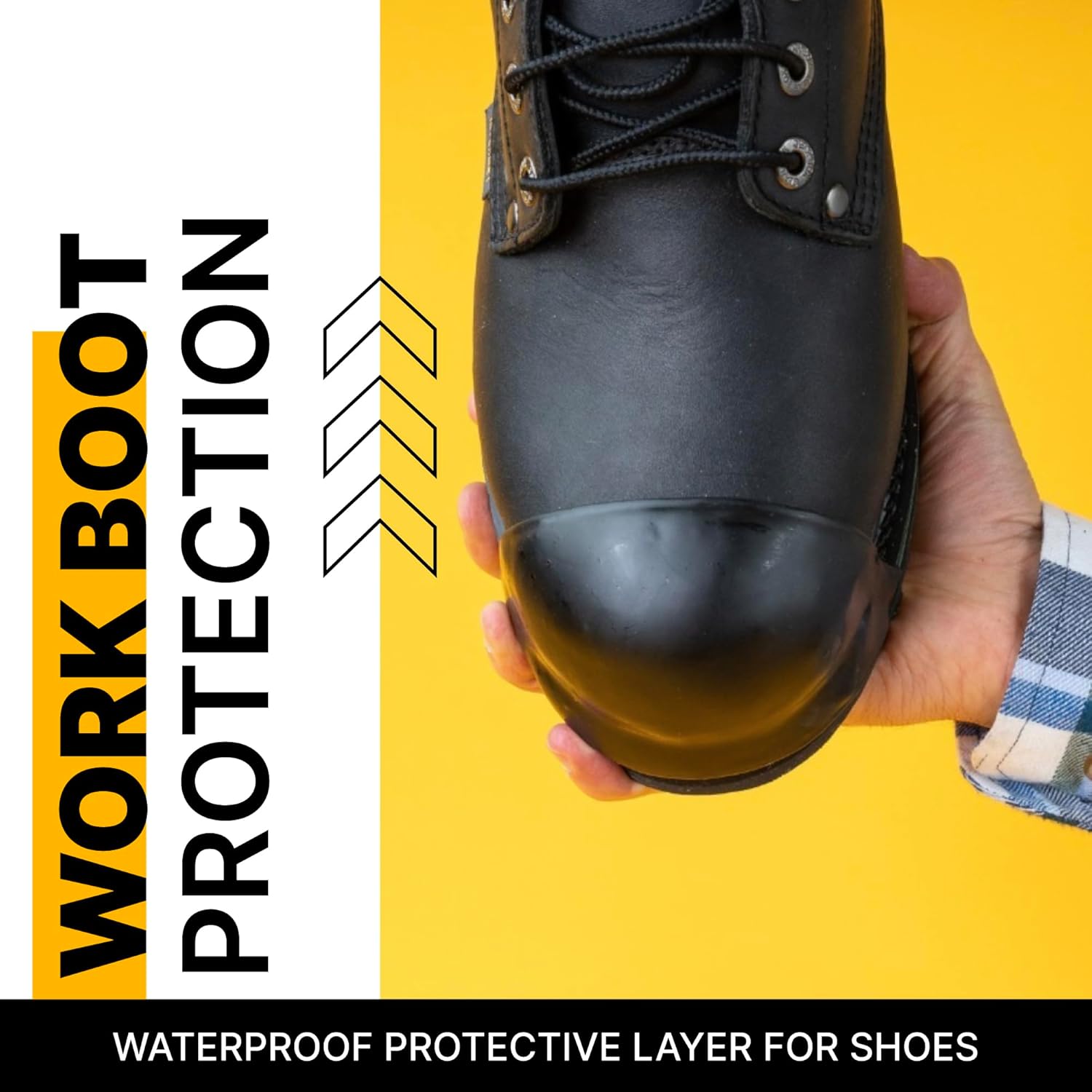 Boot Toe Protector Adhesive, Shoe Glue Toe Protectors for Shoes & Work Boots - Waterproof, Heat Resistant, Heavy Duty Protective Layer & Shoe Repair Kit - Easy Application, Covers 2 Shoes, Black Color