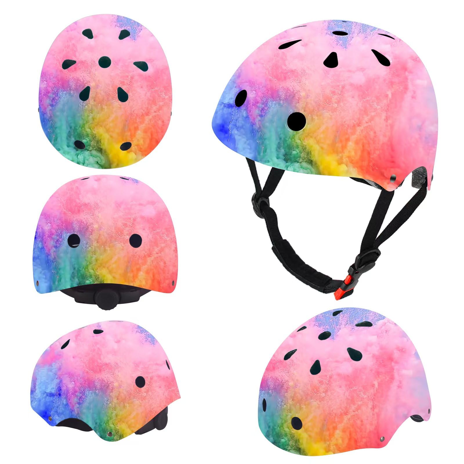 Casco de bicicleta ajustable para niños con rodilleras, almohadillas para codos, protección de muñeca, casco para niños de 3 a 5 a 8 a 14 años, ideal para patinaje, ciclismo, ciclismo, patinaje, para