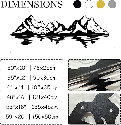 Miniatura 4 de Arte de pared de montaña de metal, decoración de pared de montaña, paisaje montañas, lago, arte de pared de naturaleza metálica, decoración de pared
