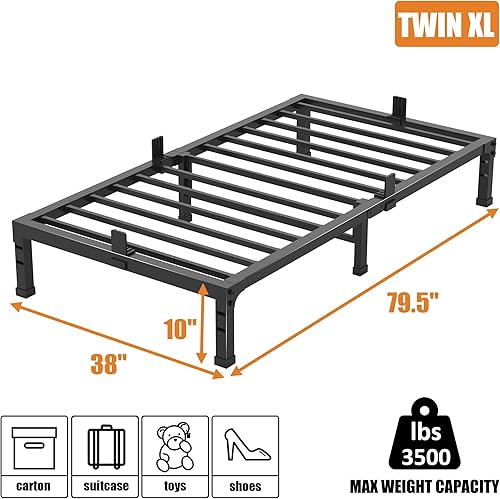 Miniatura 64 de FUIOBYVV Marco de cama King con plataforma de metal resistente de 14 pulgadas, soporte de cama tamaño King de hasta 3500 libras, no necesita somier,