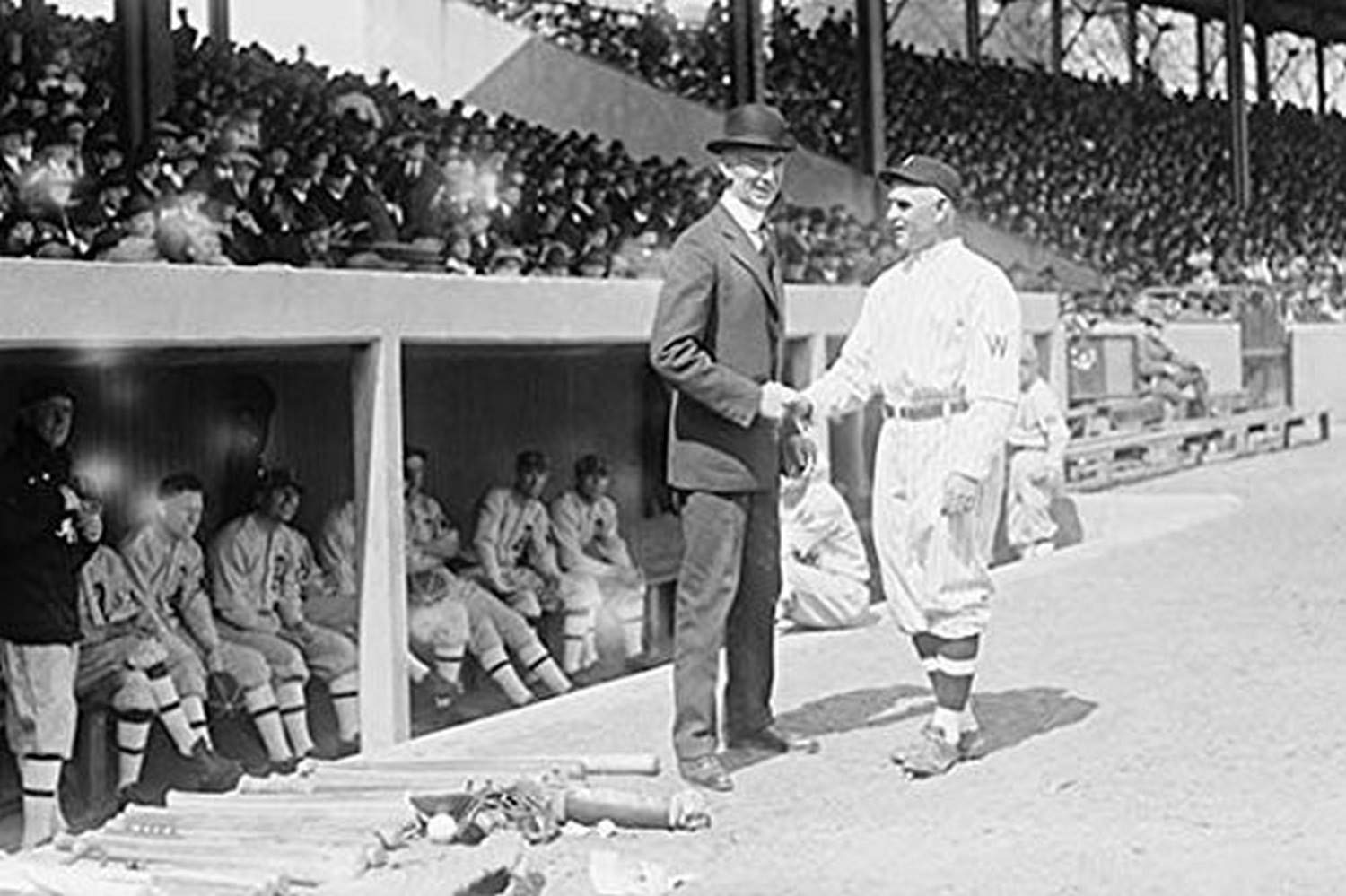 Buyenlarge Connie Mack Opens The Game In 1919 - Gallery Wrapped 44"X66" canvas Print., 44" X 66""