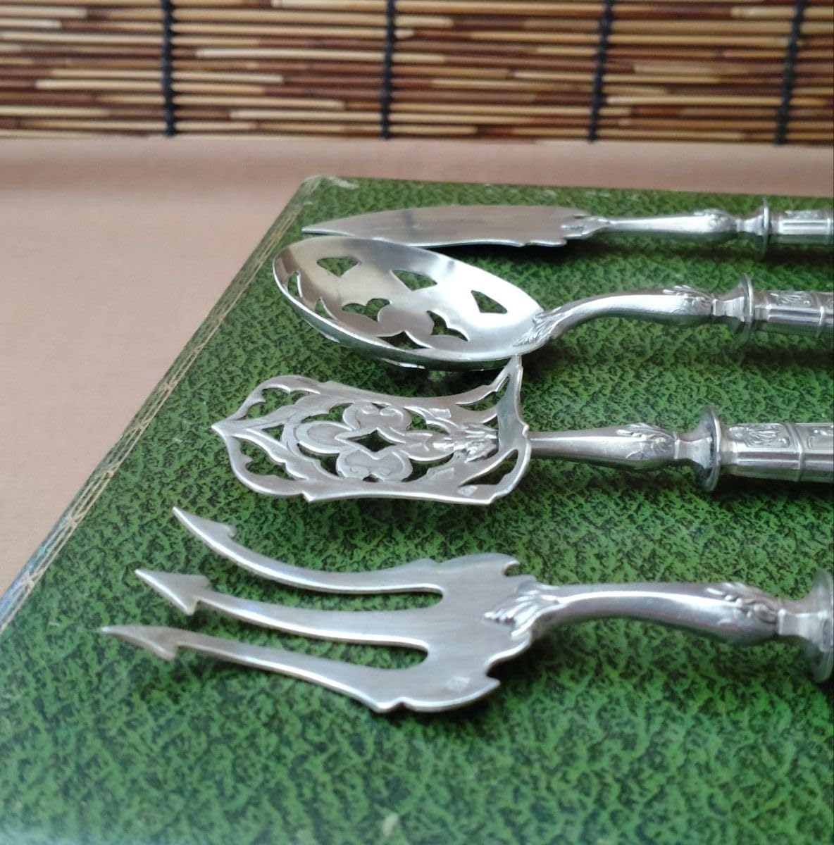 Amazon | 銀製 フランス デザート用 カトラリー4本セット 1900年初頭