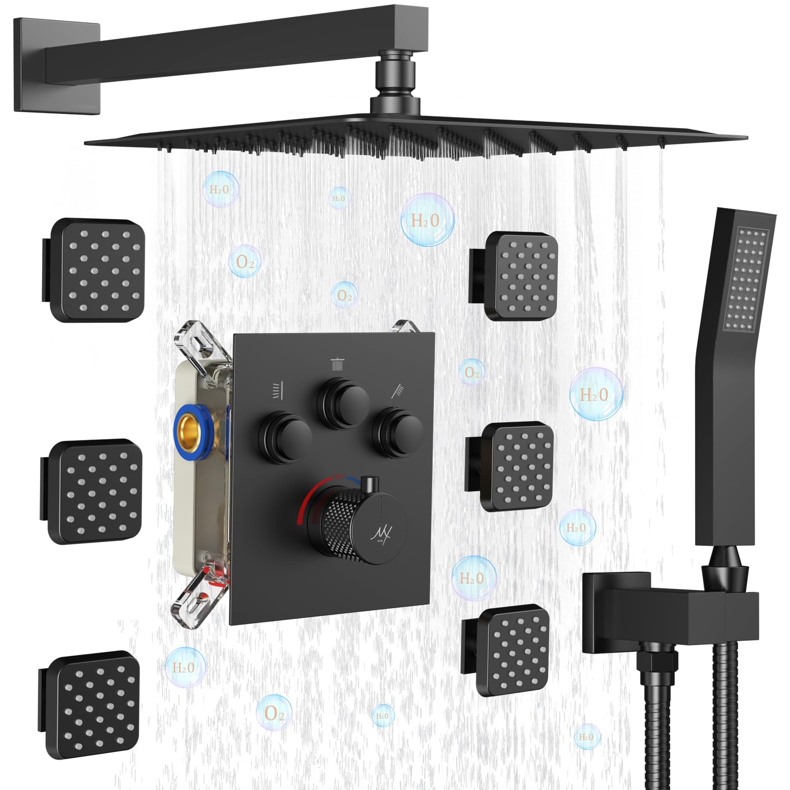 Buy HYMShower System with Body Spray Jets,12 Inch Rain Shower Jets