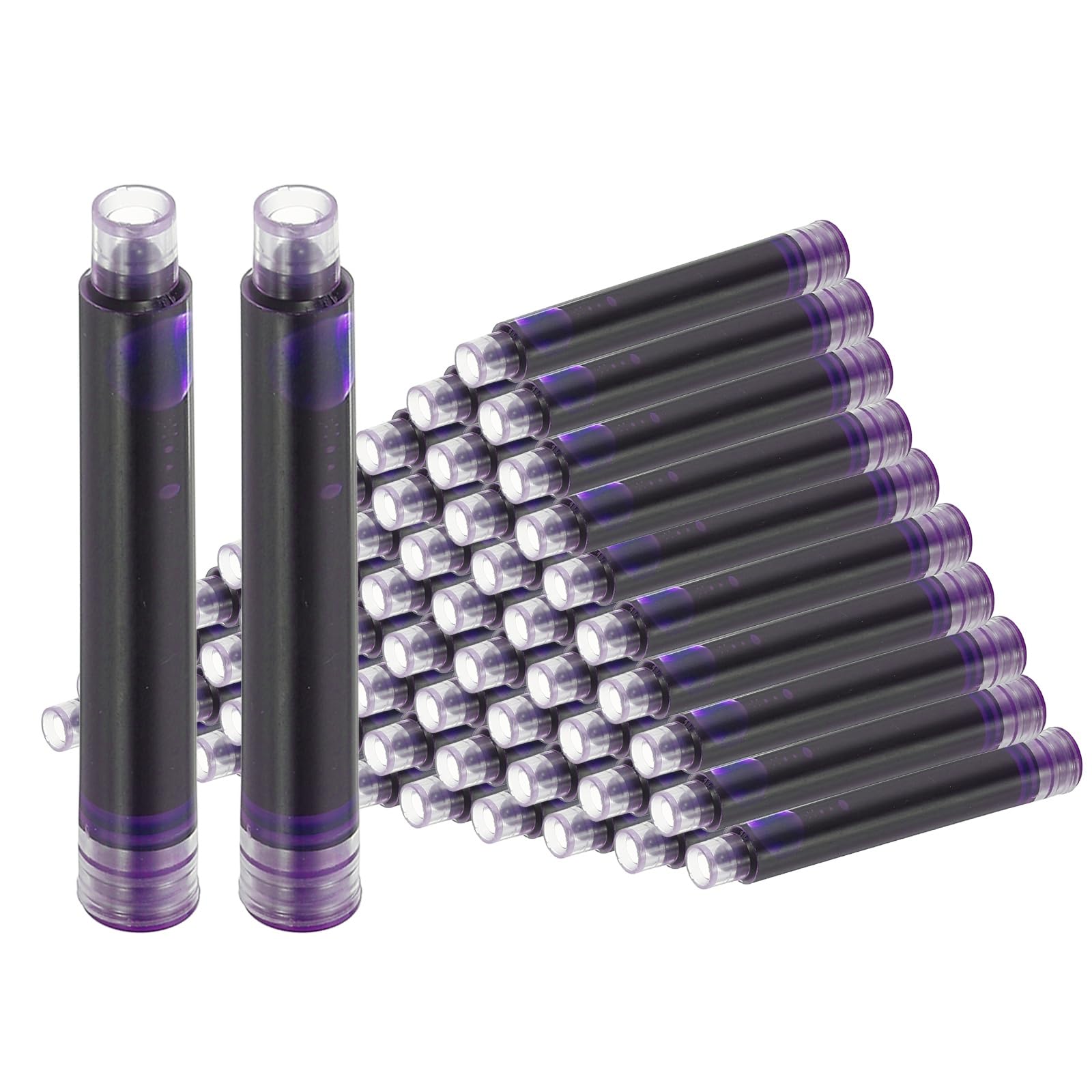 PATIKIL 60Pcs Fountain Pen Ink Cartridges, 3.4mm Bore Diameter Pen Ink Refill Standard International Refill Cartridges for Writing Business, Purple