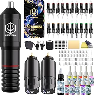 16 Red and Black Back Tattoo Ideas: Dramatic and Powerful 35 POSEIDON Cordless Rotary Tattoo Machine Kit with 20 Tattoo Cartridge Nee...