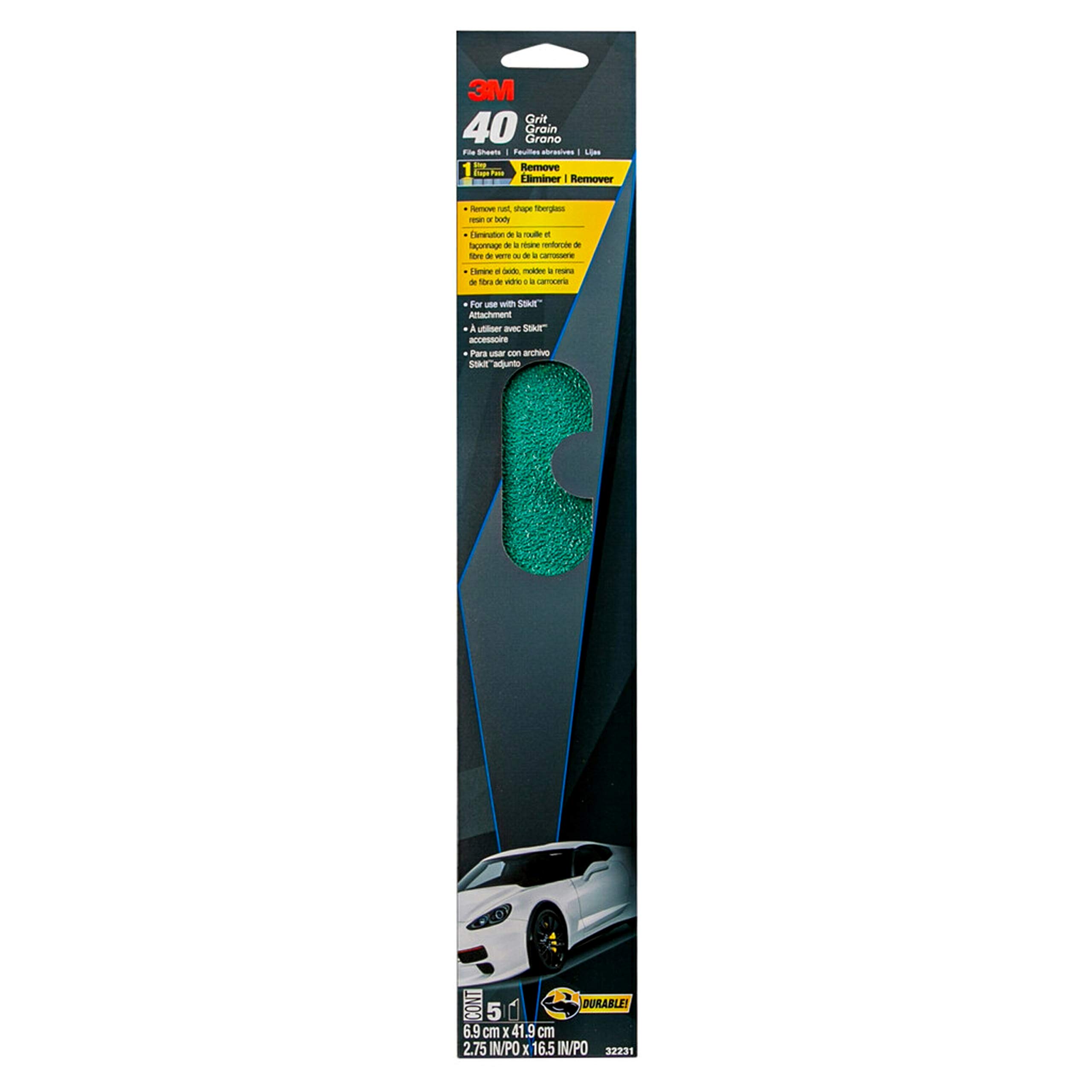 3M Green Corps Hojas de archivo, 32231, grano 40, 2-3/4" x 16 1/2", 5 hojas por paquete