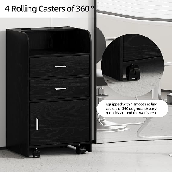 4ever2buy Salon Station for Hair Stylist, Salon Station Cart with Wheels | Black Beauty Barber Station,Mobile Organizer for Salon, Spa, Barbershop, Nail & Beauty Tools