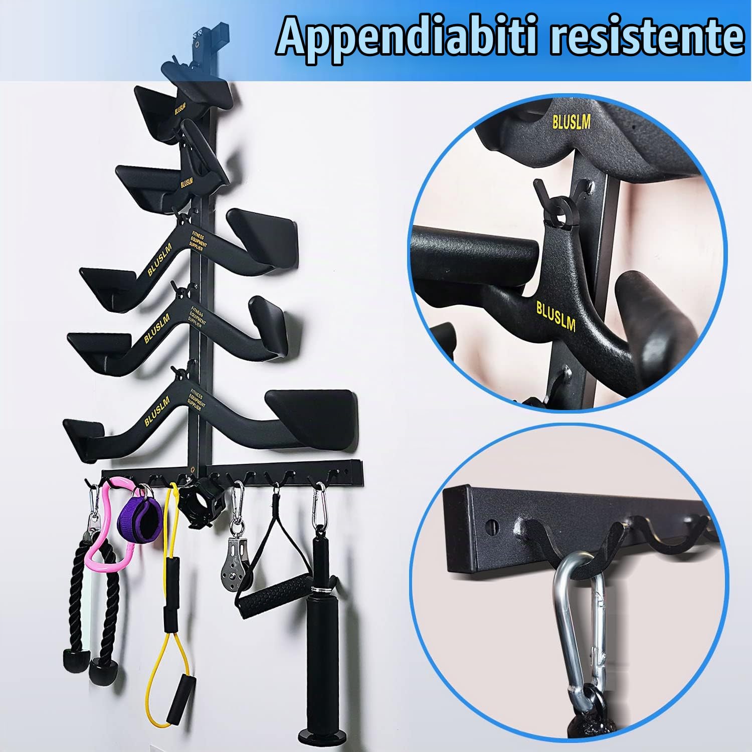 Gym Fitness LAT Pull Down Bar Storage Rack per Mag Grip, Heavy Duty A-Frame Stand per LAT Pulldown Attachments & LAT Bar