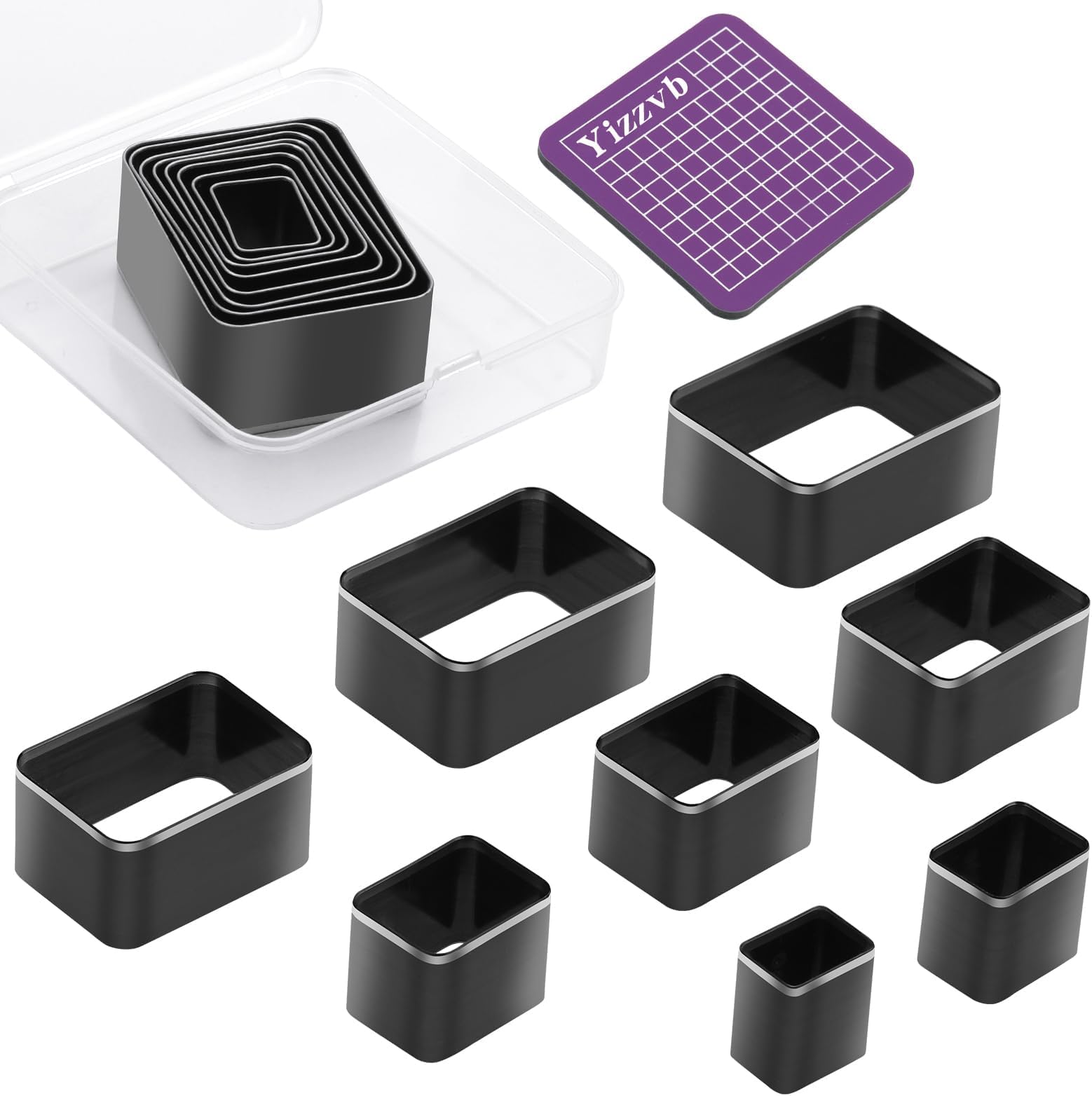 8 Pcs Leather Cutter Tool Set, Leather Hole Punch Die Rectangle, 8 Sizes Hole Hollow Punch Set, Leather Hollow Punch Mold, Punch Cutter Tool Kit Cutting Mold for Handmade DIY Leather Craft