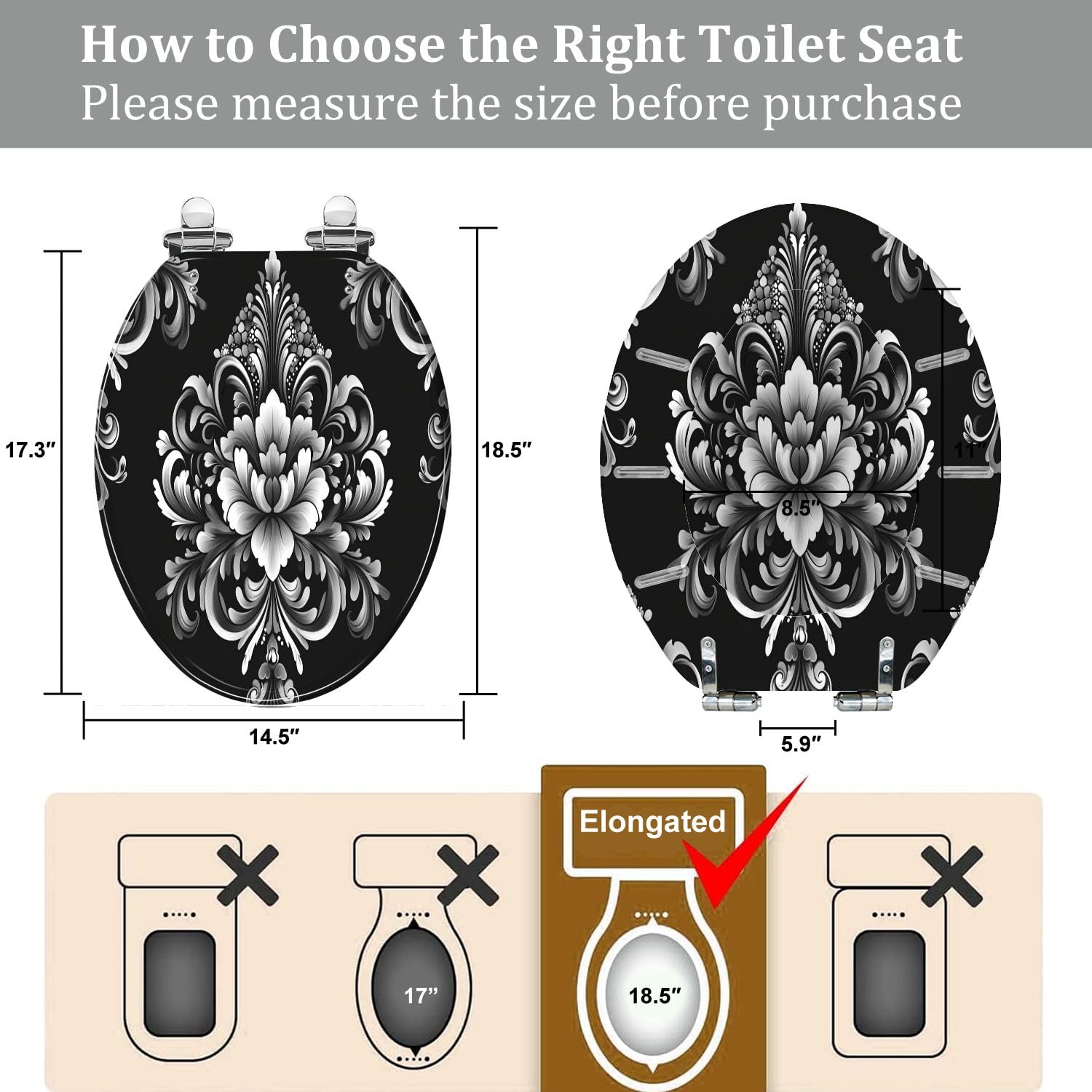 Asiento de inodoro alargado de resina, decoración de baño estilo selva