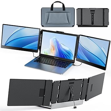 Portable Monitor, Laptop Screen Extender Kwumsy S2 Triple Laptop Monitor Extender Ultra Slim 14