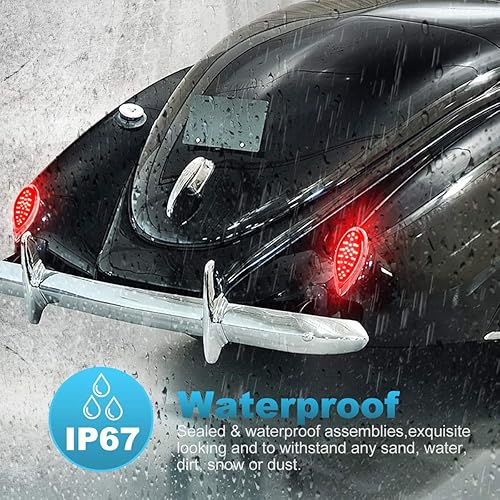 Miniatura 2 de 2 luces traseras de freno de freno cromadas rojas de 35 LED cromadas para camión, remolque, parada y giro, selladas con brillo alto y bajo