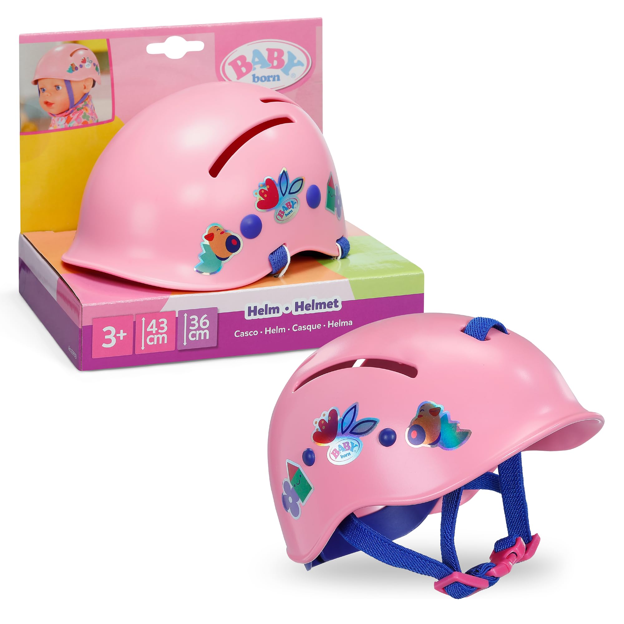 Baby Born Helm mit bunten Motiven, Puppenhelm für 43cm Puppen