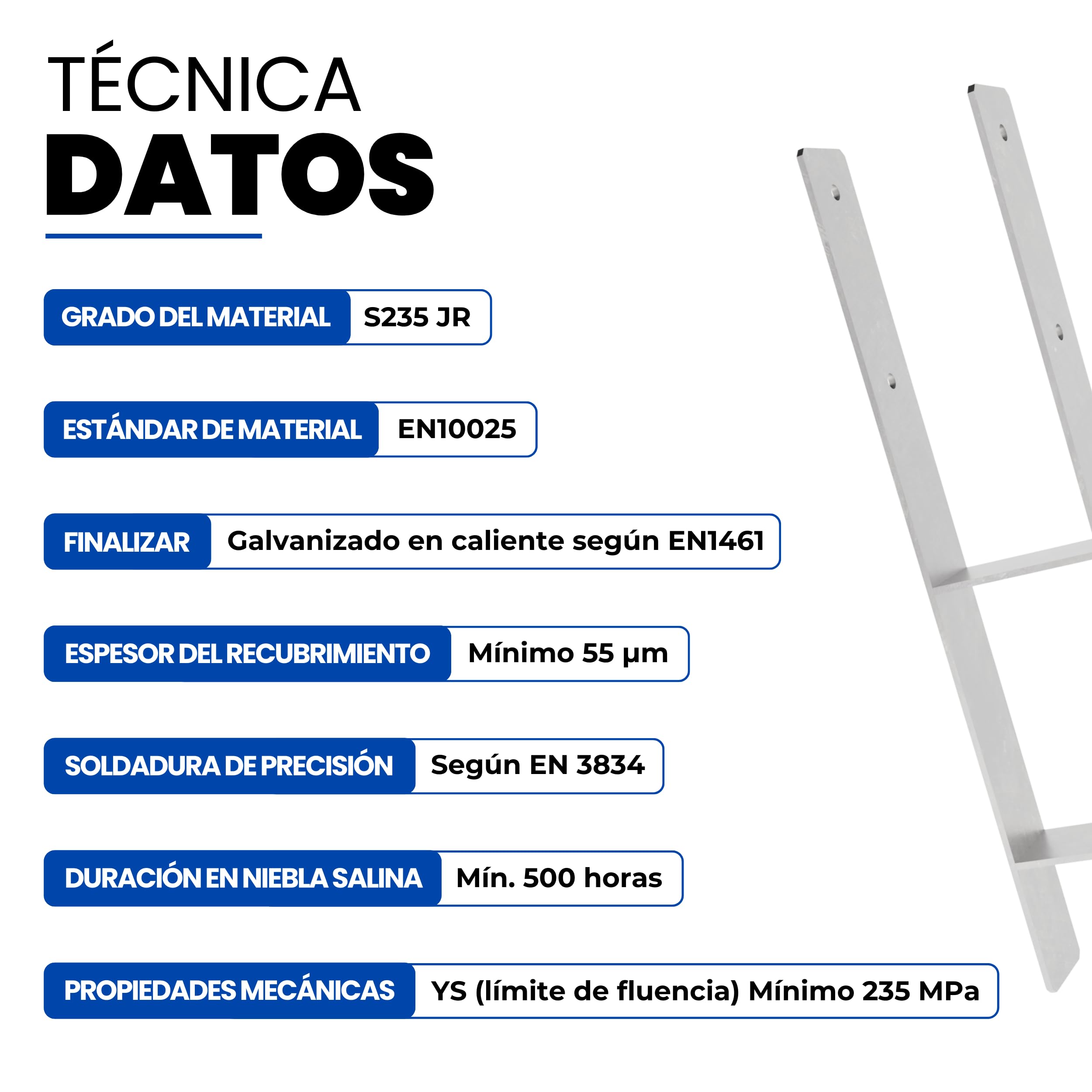 GeZu Impex Post Anchor H 71 x 400 mm Juego of 4 | Galvanizado en Caliente Anclaje Soporte para Ancla Base Elevada