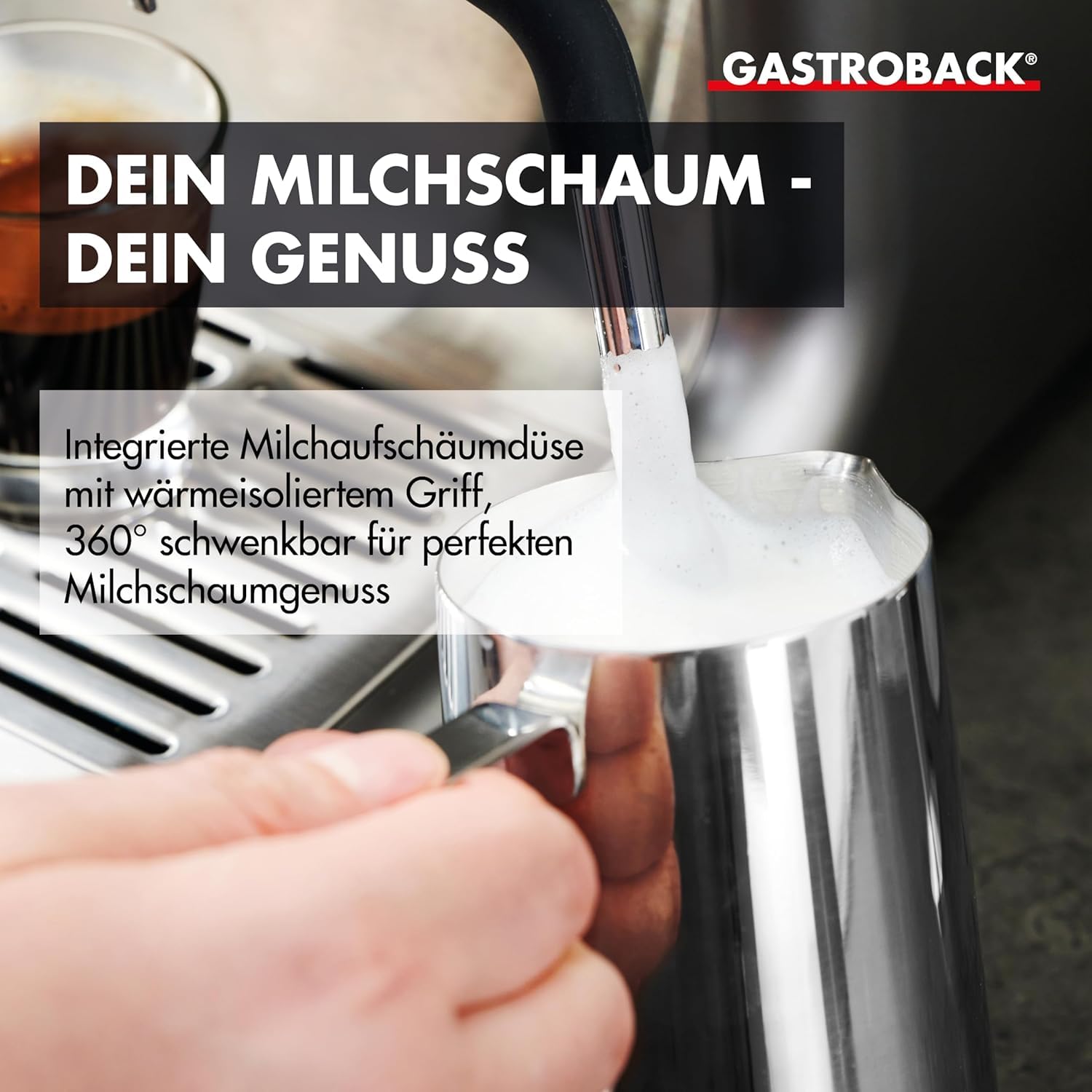 GASTROBACK Espresso Siebträgermaschine mit Mahlwerk - 42627 Advanceded Urban Duo - Barista Kaffeemaschine mit Milchschäumer - Espressomaschine mit 30 Mahlgradeinstellung