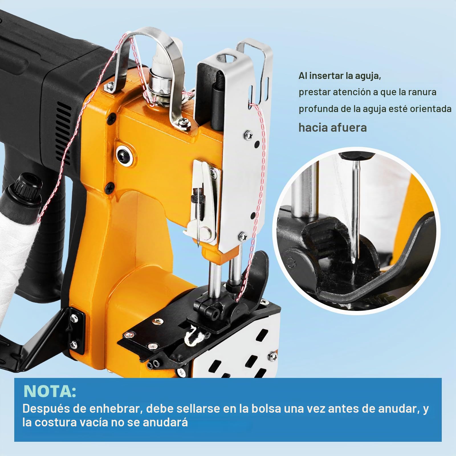 MXBAOHENG Maquinas de Coser para Sacos con cable 230 V 2600 puntadas/minuto Máquina Cosedora de Bolsas con Función Línea de Corte Automática, para Bolsas Tejidas/Arroz/Piel/Plástico/lonas/Saco