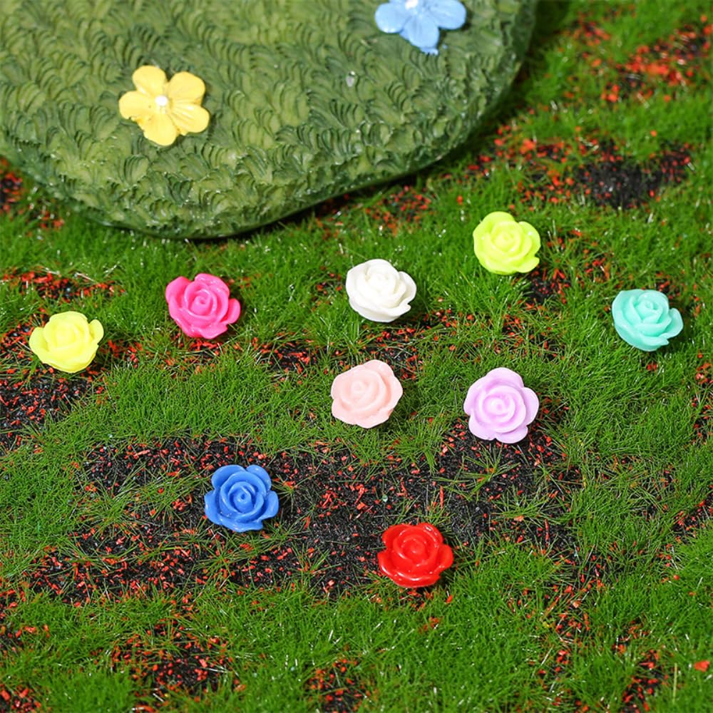 JEYORZY 50 Mini Fleurs En Résine 7 Mm | Déco Pour Jardin Féerique, Terrarium, Nail Art | Accessoires Miniatures Pour Paysages Et Poupées
