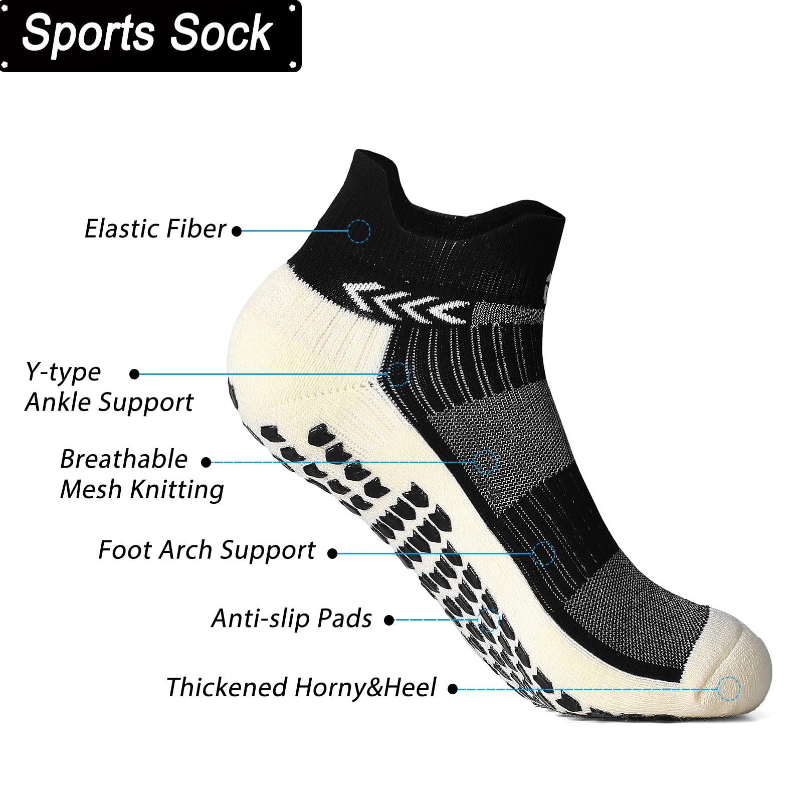 Calzini sportivi antiscivolo per uomo donna Calzini, Morbido cotone Traspirante Elastico Calzini atletico per calcio Corsa Bici da corsa Ciclismo Escursionismo Basket Tennis Yoga…