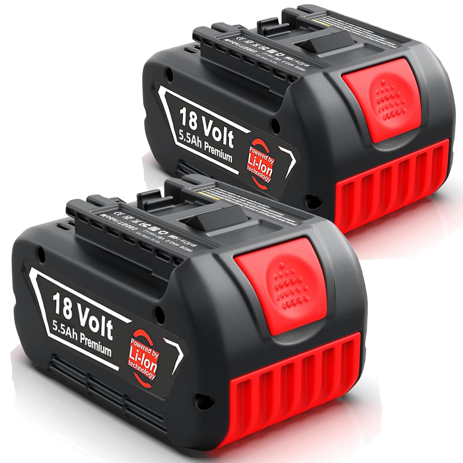 2 baterías de Repuesto de 18V 5.5Ah para BAT618 BAT618G BAT609 BAT609G BAT619 BAT619G BAT610G BAT610 BAT618 BAT612 BAT622 Piezas de Repuesto de batería 18V