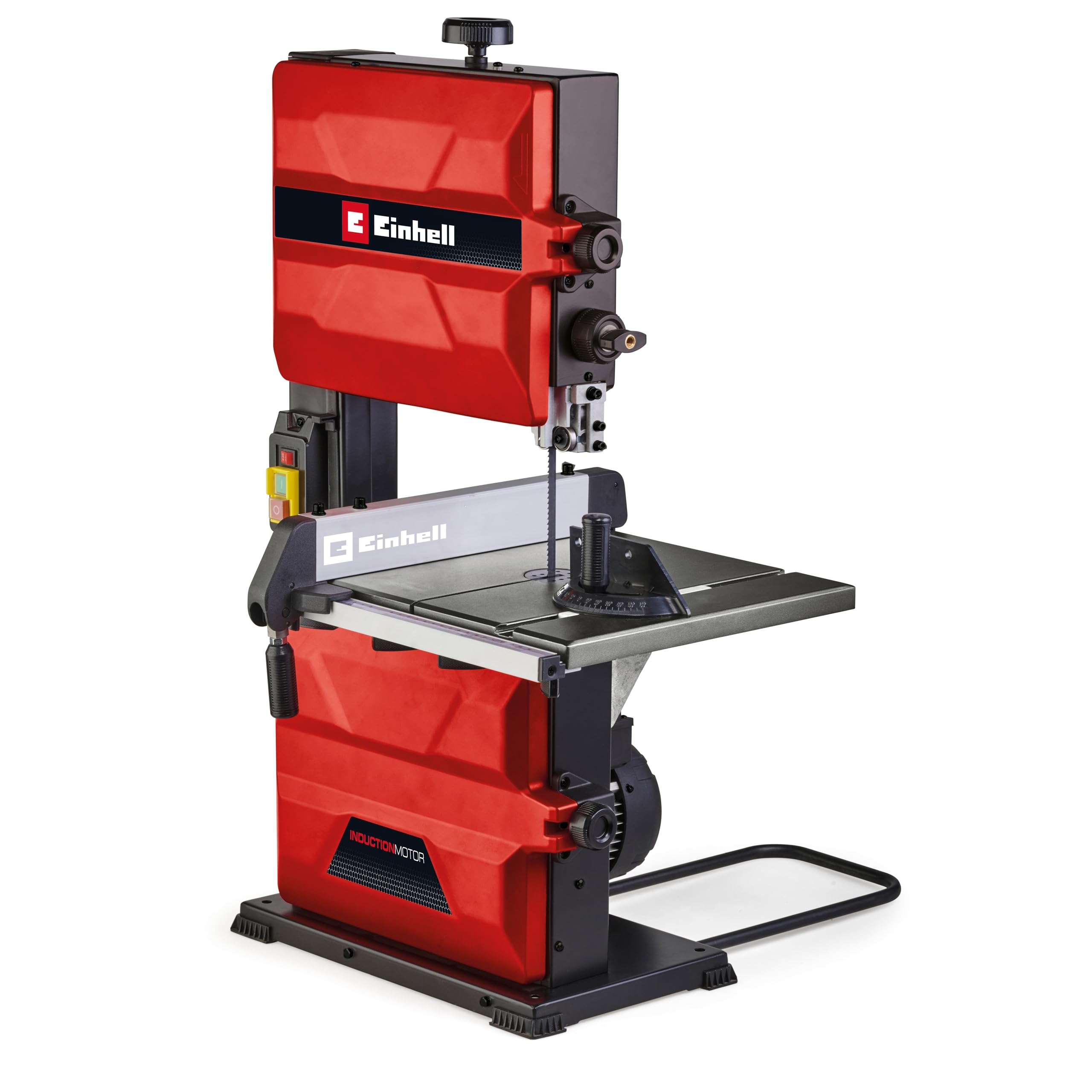 Einhell Scie à ruban TC-SB 245 L (400 W, vitesse max. 726 m/min, largeur de passage 245 mm, hauteur de coupe max. 101 mm, table inclinable, butée parallèle et butée d’angle, raccord pour aspirateur)