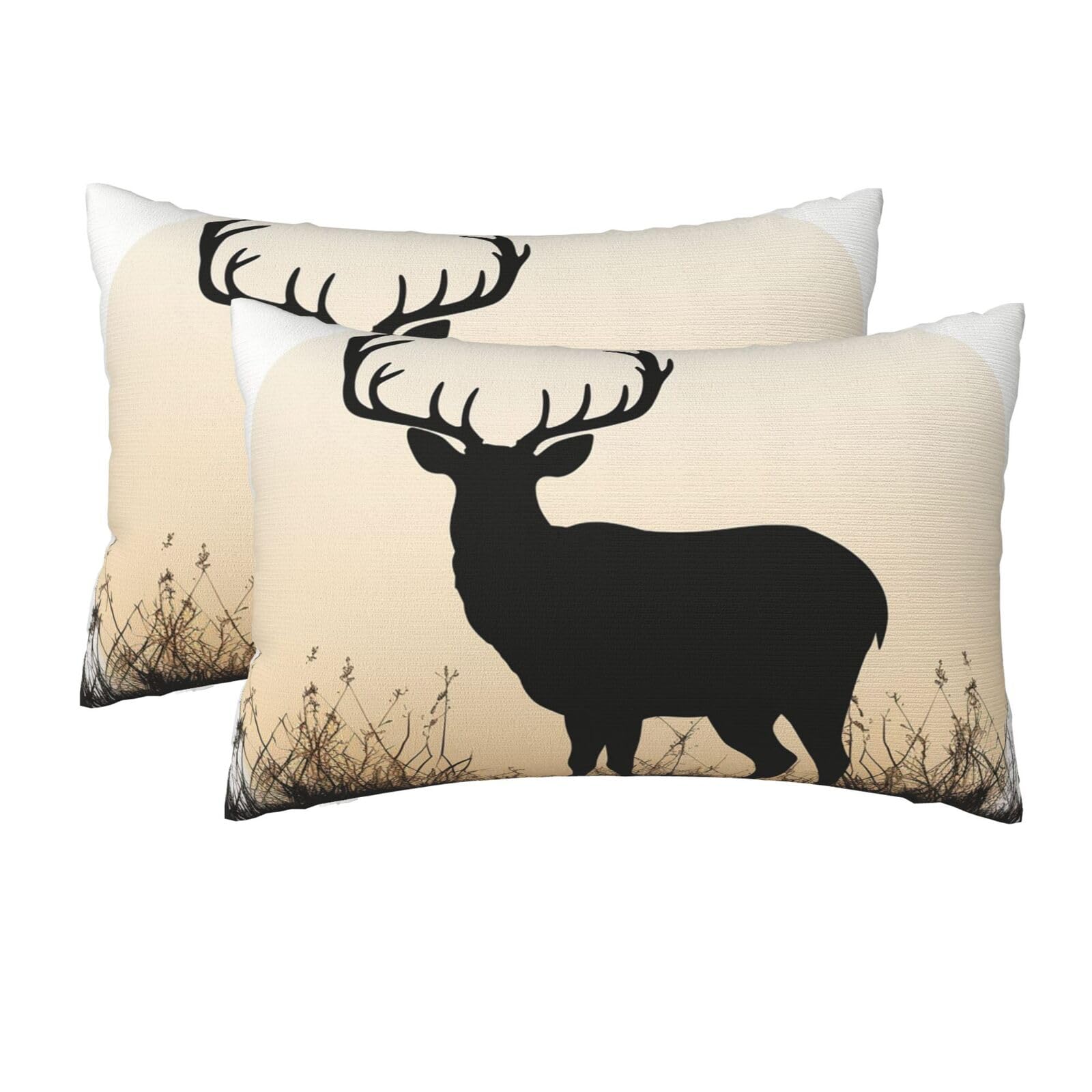 2 Pack Queen Size Pillow Cases for Hair and Skin Soft Breathable Pillow Case Covers with Hidden Zipper Deer Silhouette Pillowcase 20x30 Inches Pillow Cover for Sleeping Gift