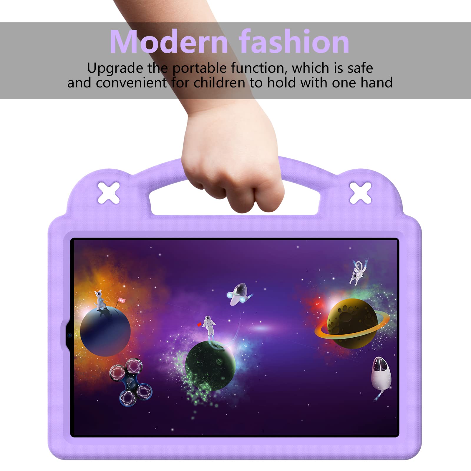 Custodia Bambini Eva per Onn 10.1" 3 Gen 2022 (Model:100071485), Leggera Custodia Protettiva Antiurto, Antishock con Maniglie e Piedistallo per Onn 10.1 Pollici, Viola