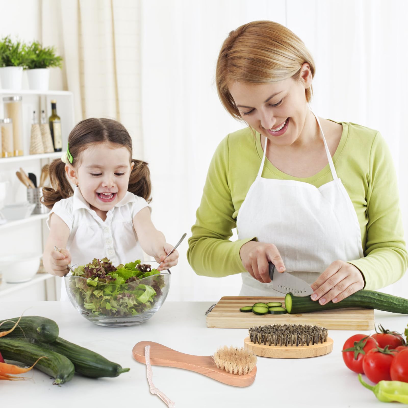 2 Pzs Cepillo de Limpieza Multiusos: Frutas, Verduras, Platos y Setas