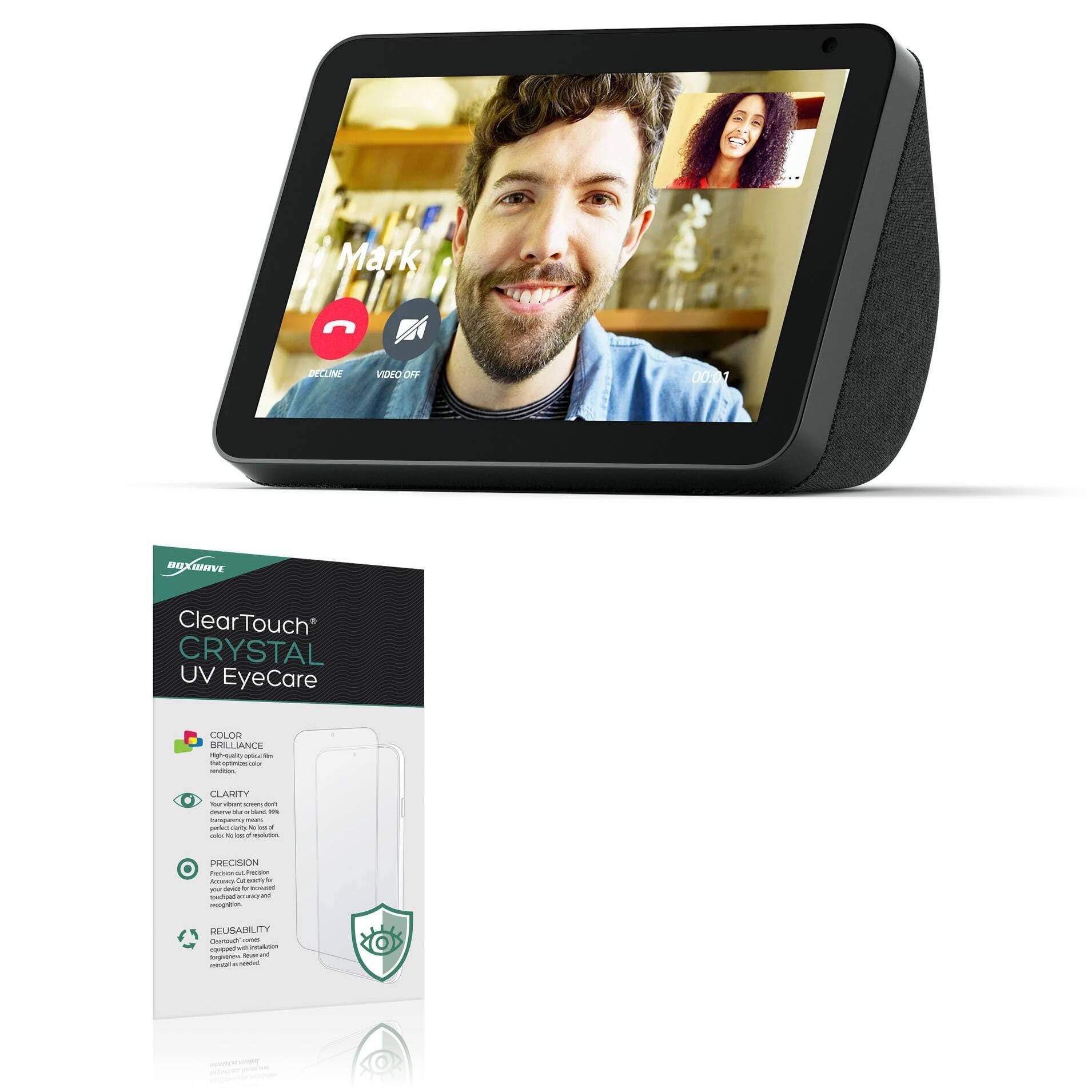 BoxWave Screen Protector Compatible With Amazon Echo Show 8 (1st Gen 2019) - ClearTouch Crystal Anti-UV EyeCare (2-Pack), Filters out Harmful Blue Light Reduce Fatigue