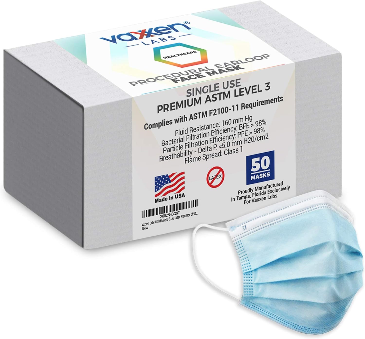 Vaxxen Labs ASTM Level 3 Procedural Mask Made in the