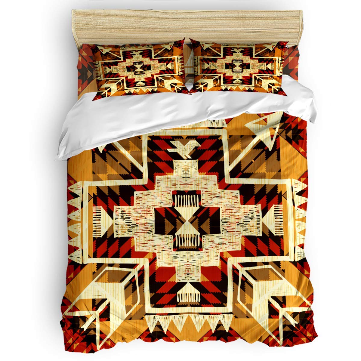 LanimioLOX 3 Pcs Bedding Duvet Cover Set - Native Americans Arrow Decoration Comforter Cover/Pillowcovers for Teens Adult Breathable Soft Corners Ties