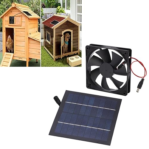 Miniatura 3 de Mini ventilador alimentado por panel solar, panel solar de 20 W, kit de ventilador de escape para gallinero, casa de perro, invernadero, cobertizo,