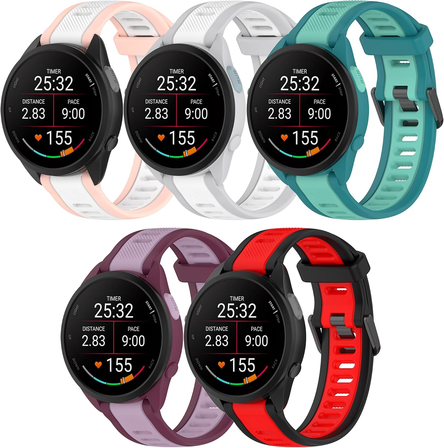 Band for Garmin Forerunner 165, Soft Silicone Replacement Band for Garmin Forerunner 165 Music (No Tracker) image 2